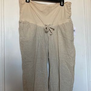 Linen Maternity pants old navy Cream/Flax M NWT